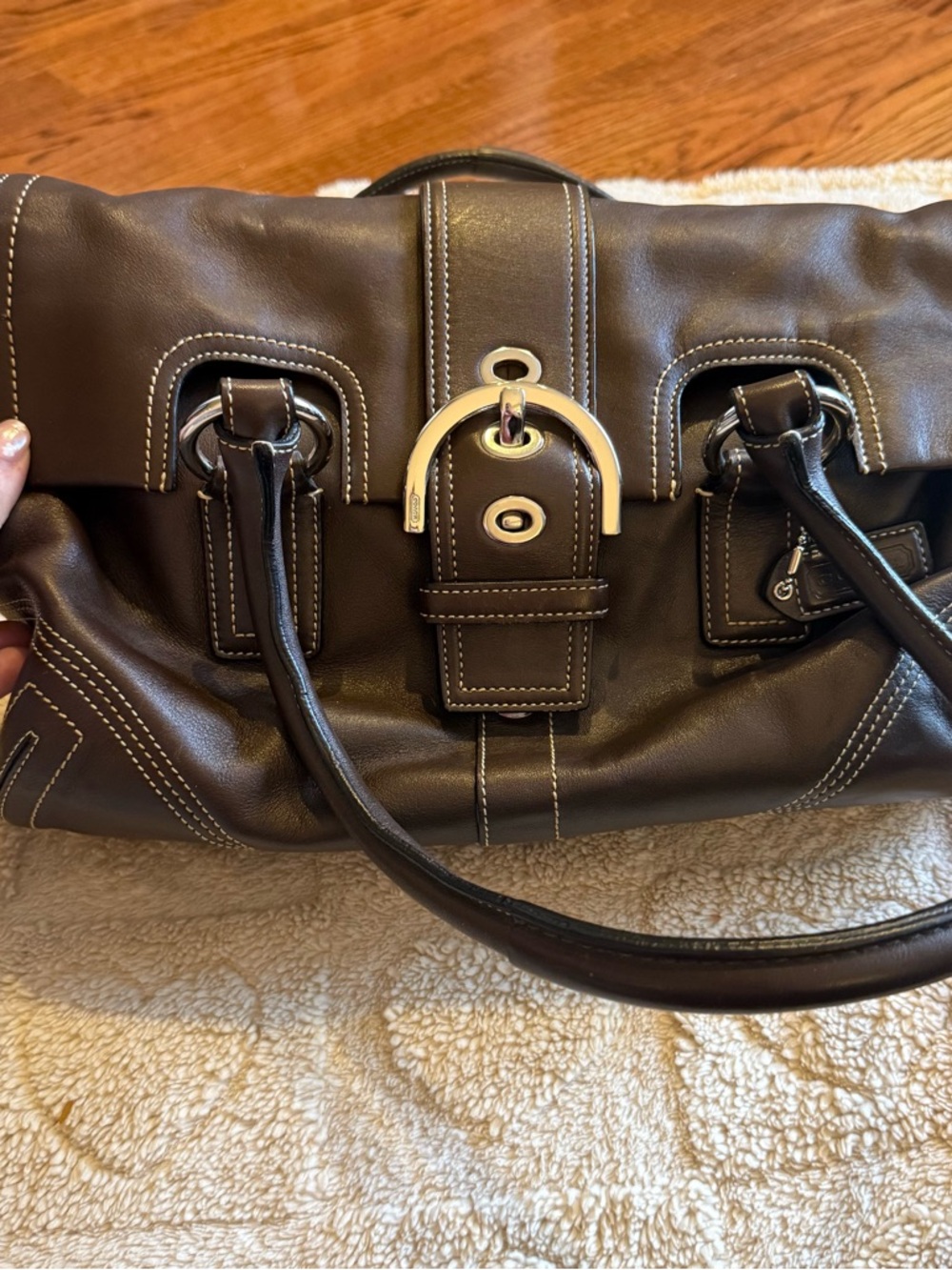 NWOT Classic Coach Vintage Dark Brown Leather Hobo Hampton Handbag - Picture 12 of 12